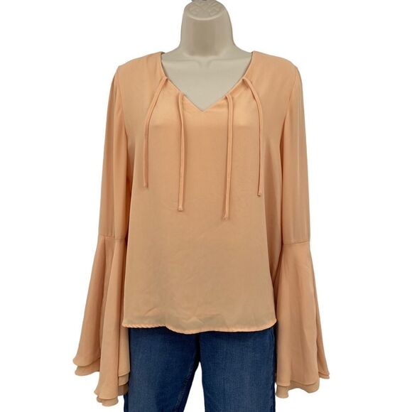 Carmen Marc Valvo Bell Sleeve Blouse Size S - Picture 2 of 8